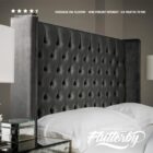 Chesterfield headboard - winged dark grey